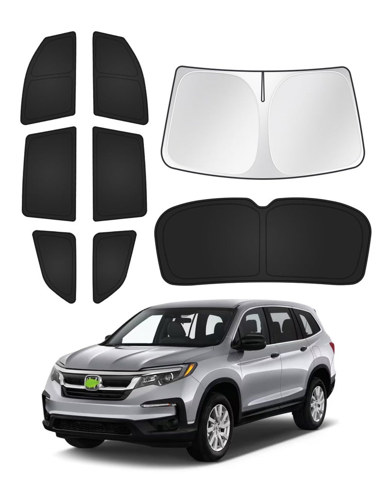 Canvcle Sunshades for Honda Pilot 2016-2022 Accessories Windshield Sun Shade Side Rear Window Shade Cover Sun Visor Shield Privacy Protection Keep Vehicle Cool Black 8PCS - Image 1